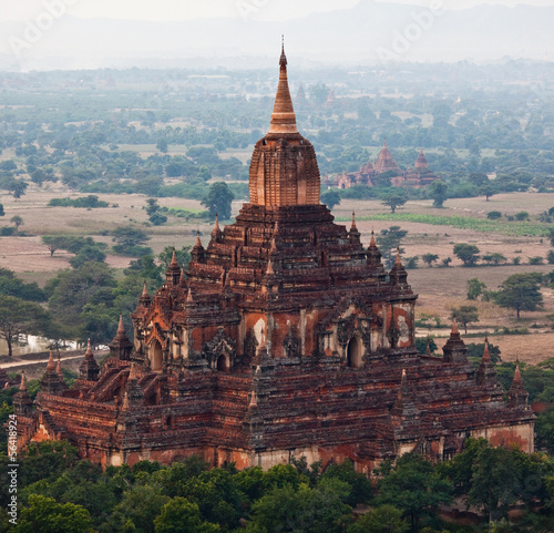 Ancient Htilominlo pagoda in Pagan archaeological zone, Myanmar