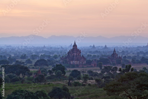 Sunset in Bagan archaeological zone  Myanmar
