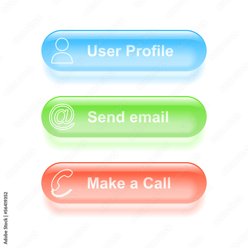User profile glassy buttons. Vector illustration User profile glassy buttons. Vector illustration