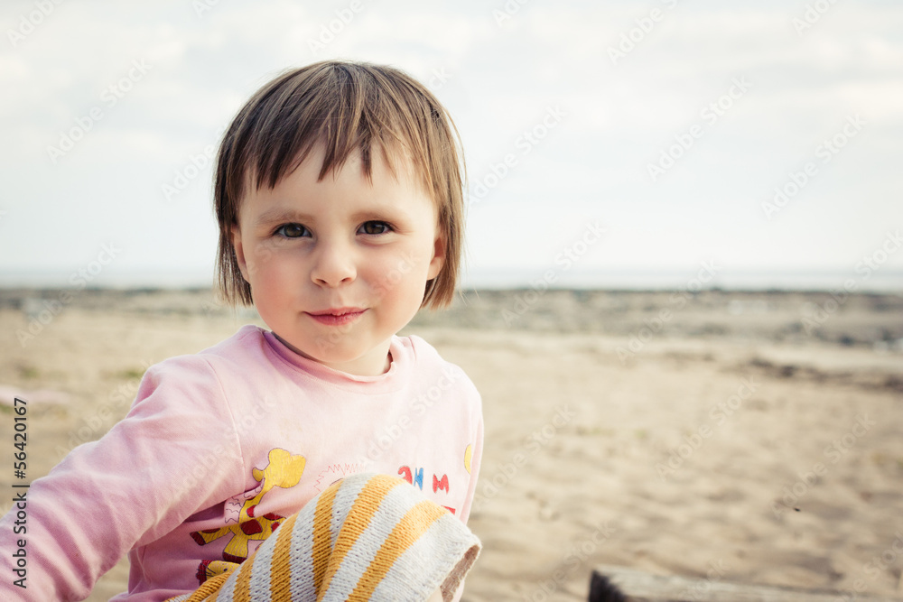 Happy little kid at the seaside Happy little kid at the seaside
