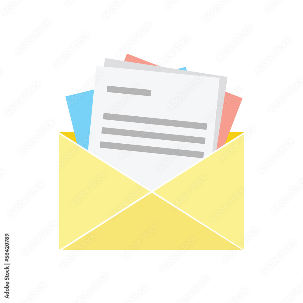 Vector Opened Envelope With Letter Notes or Documents Icon Vector Opened Envelope With Letter Notes or Documents Icon