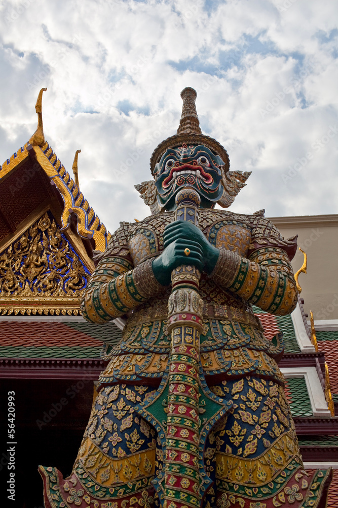 Ancient statues at Wat Phra Kaew in Bangkok, Thailand