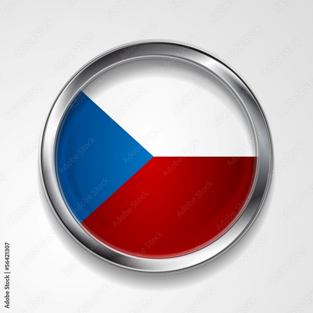 Vector button with stylish metallic frame. Czech flag Vector button with stylish metallic frame. Czech flag