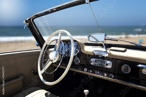 Vintage retro car interior photo