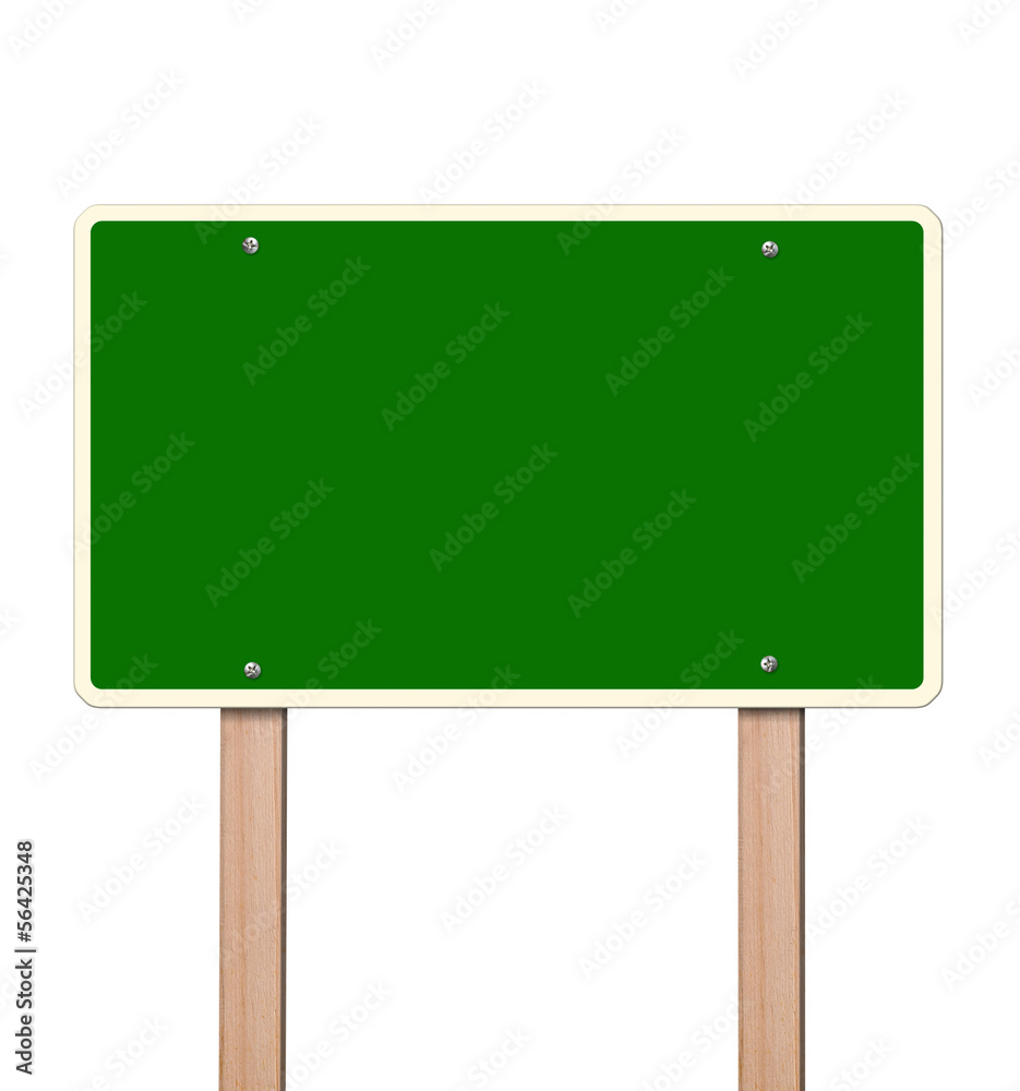 Empty green highway sign Empty green highway sign