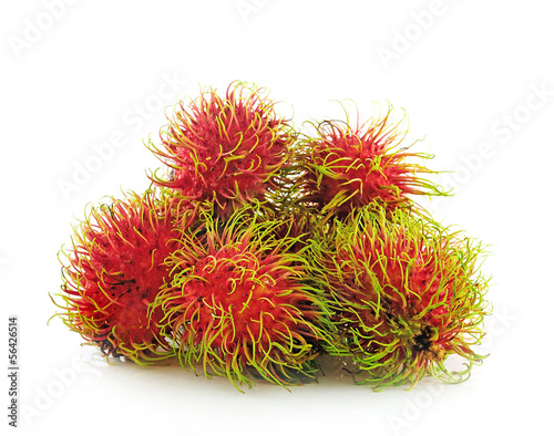 Fresh rambutan sweet delicious fruit on white