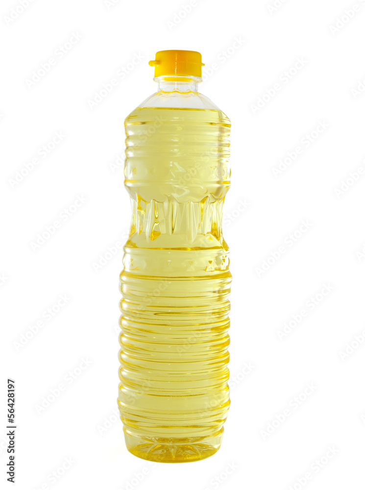 vegetable oil in a plastic bottler on white background vegetable oil in a plastic bottler on white background
