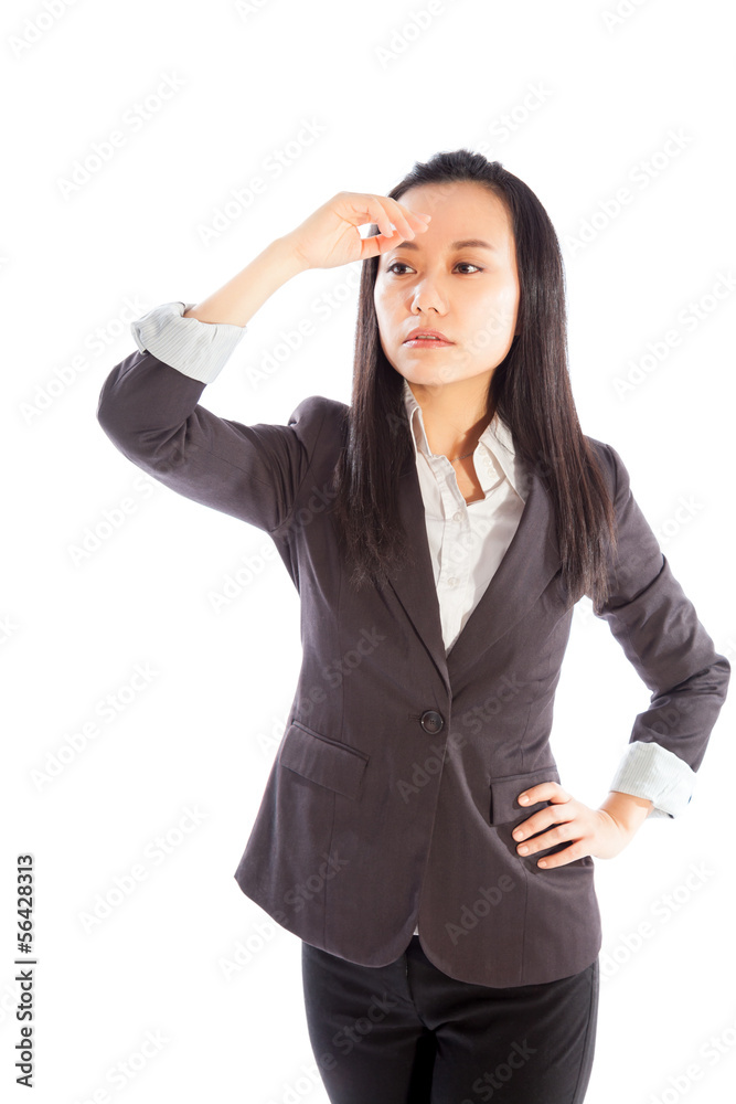 Attractive Asian girl 30s isolated on white background