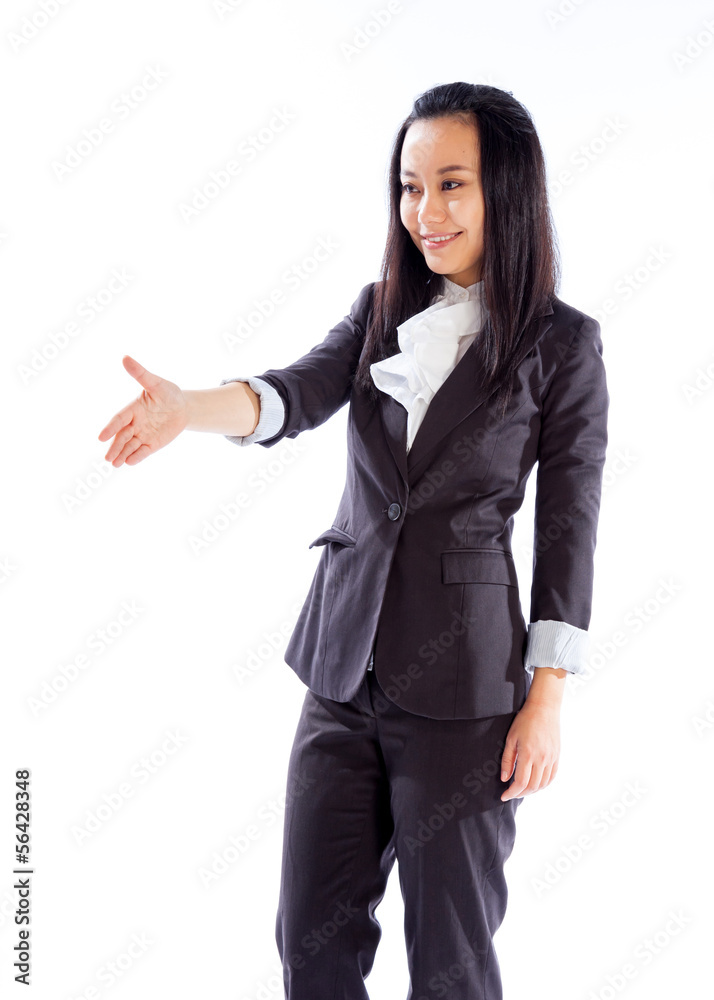 Attractive Asian girl 30s isolated on white background Attractive Asian girl 30s isolated on white background