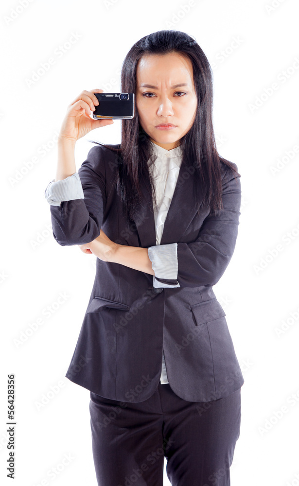 Attractive Asian girl 30s isolated on white background Attractive Asian girl 30s isolated on white background