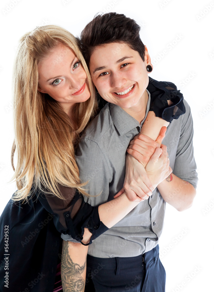 Same sex couple isolated on white background Same sex couple isolated on white background