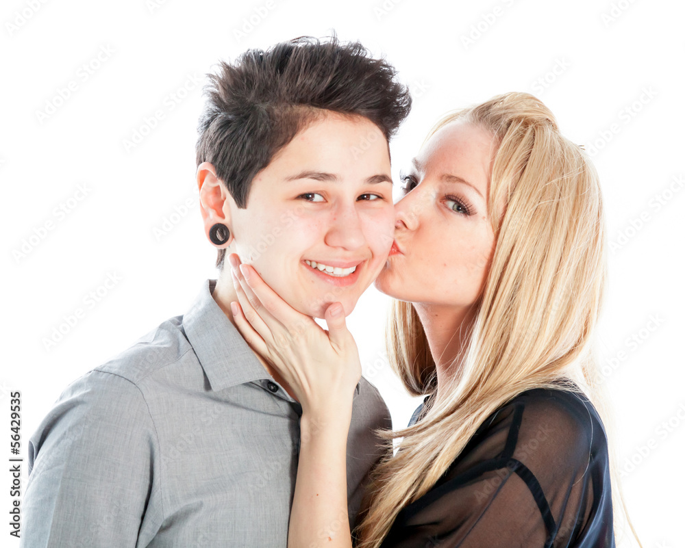 Same sex couple isolated on white background Same sex couple isolated on white background