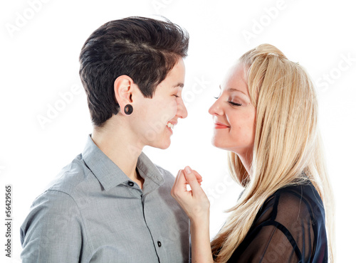 Same sex couple isolated on white background