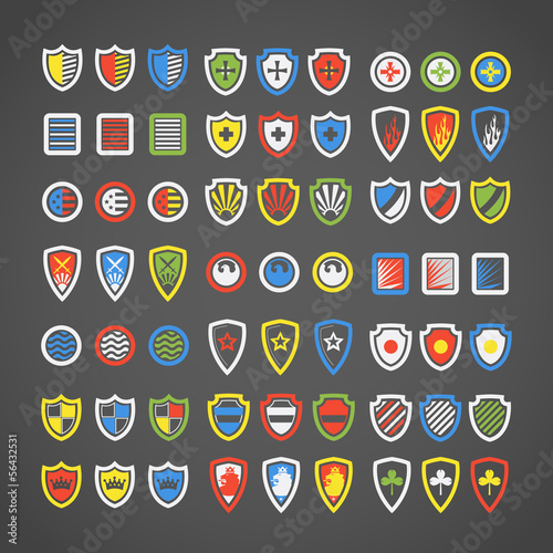 Abstract color arms on shields