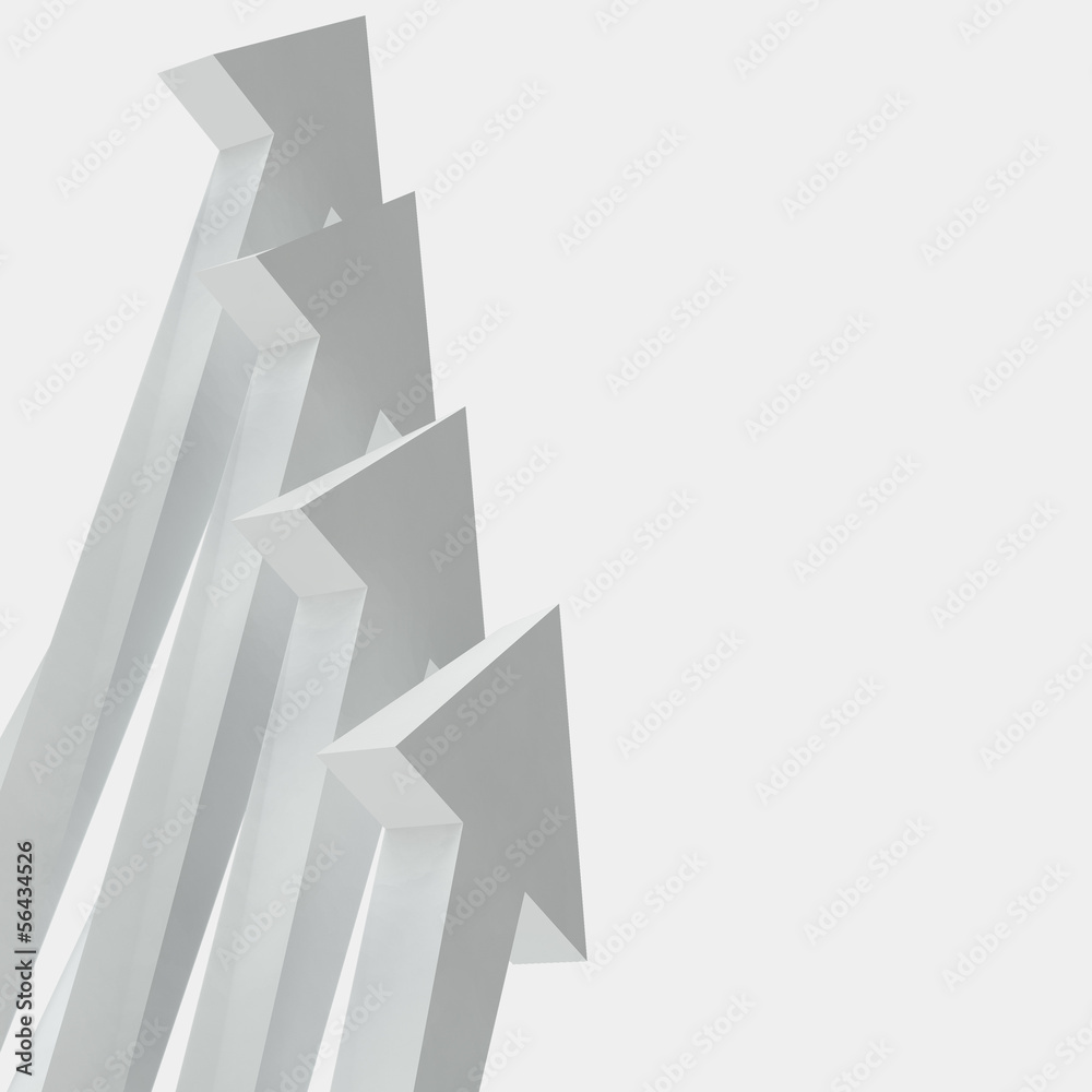 Isolated white arrow with white background 3d render Isolated white arrow with white background 3d render
