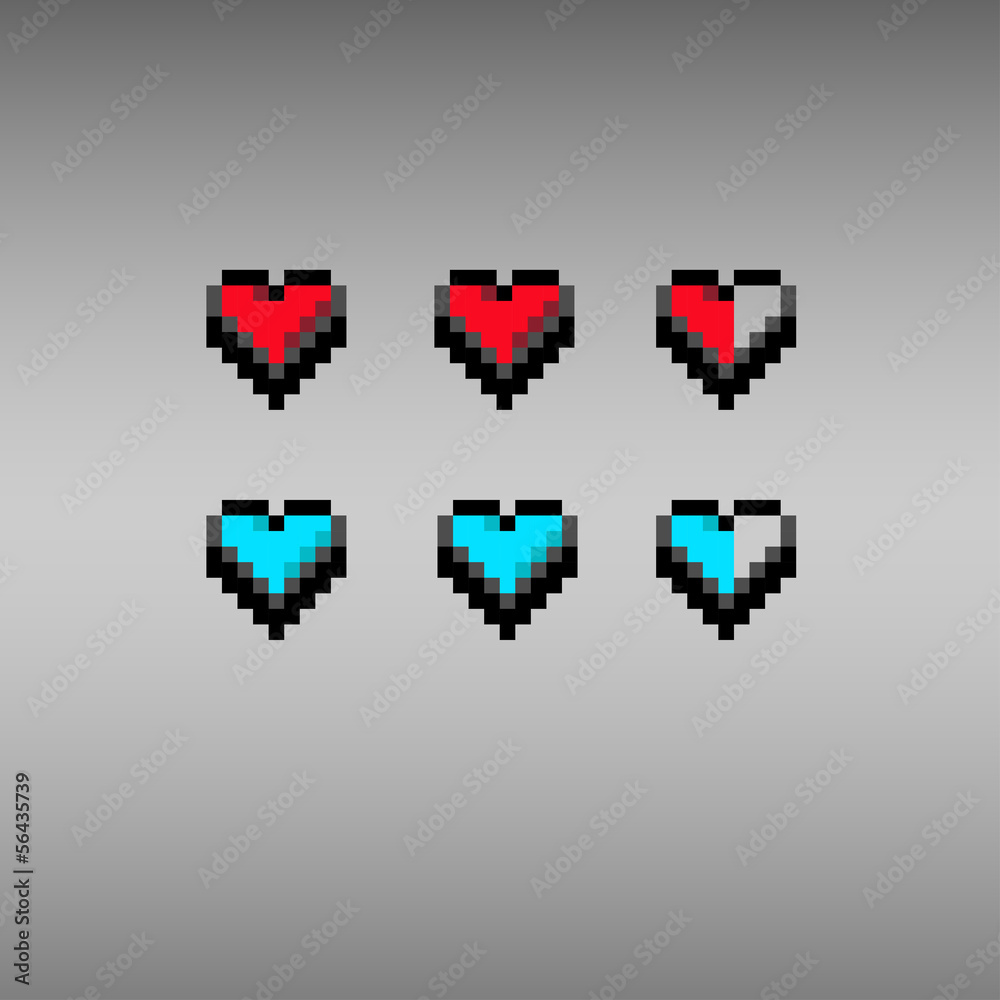 Fototapeta premium 8 bit hearts illustration