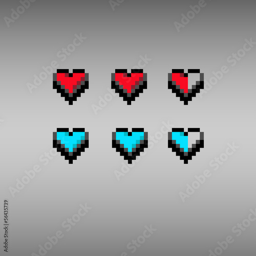 8 bit hearts illustration