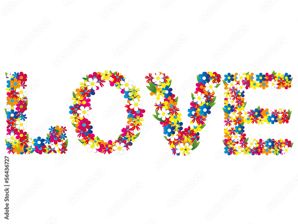 Love words decorated with flowers Love words decorated with flowers