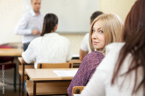 Student girl on class