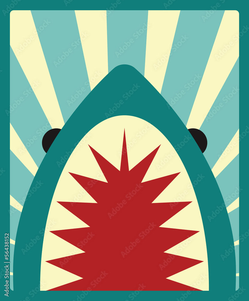 Shark poster, vector illustration Stock Vector | Adobe Stock