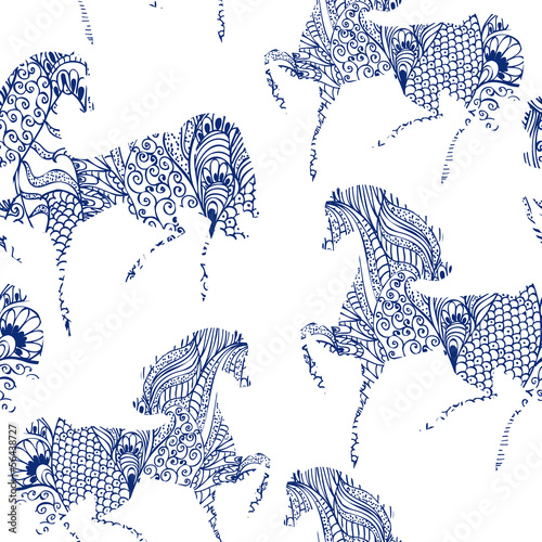 Festive seamless texture with horses