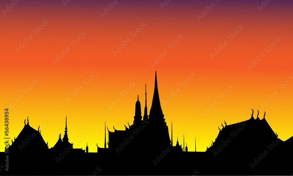 Silhouette of the Golden Palace , Bangkok, Thailand