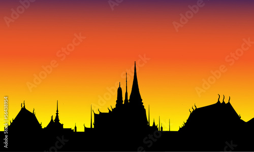 Silhouette of the Golden Palace , Bangkok, Thailand