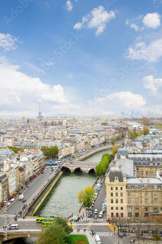 skyline of Paris at sunny day