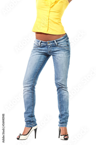 body part of young woman, white background