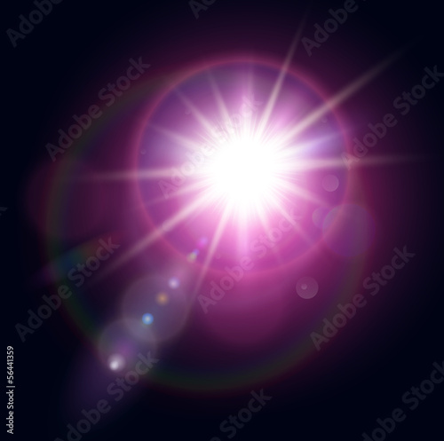 Vector star, sun with lens flare.