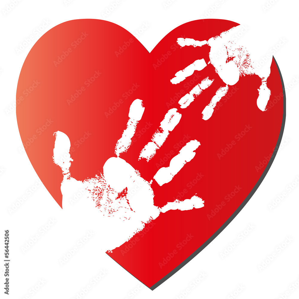 Mother and child hands over a red heart Mother and child hands over a red heart