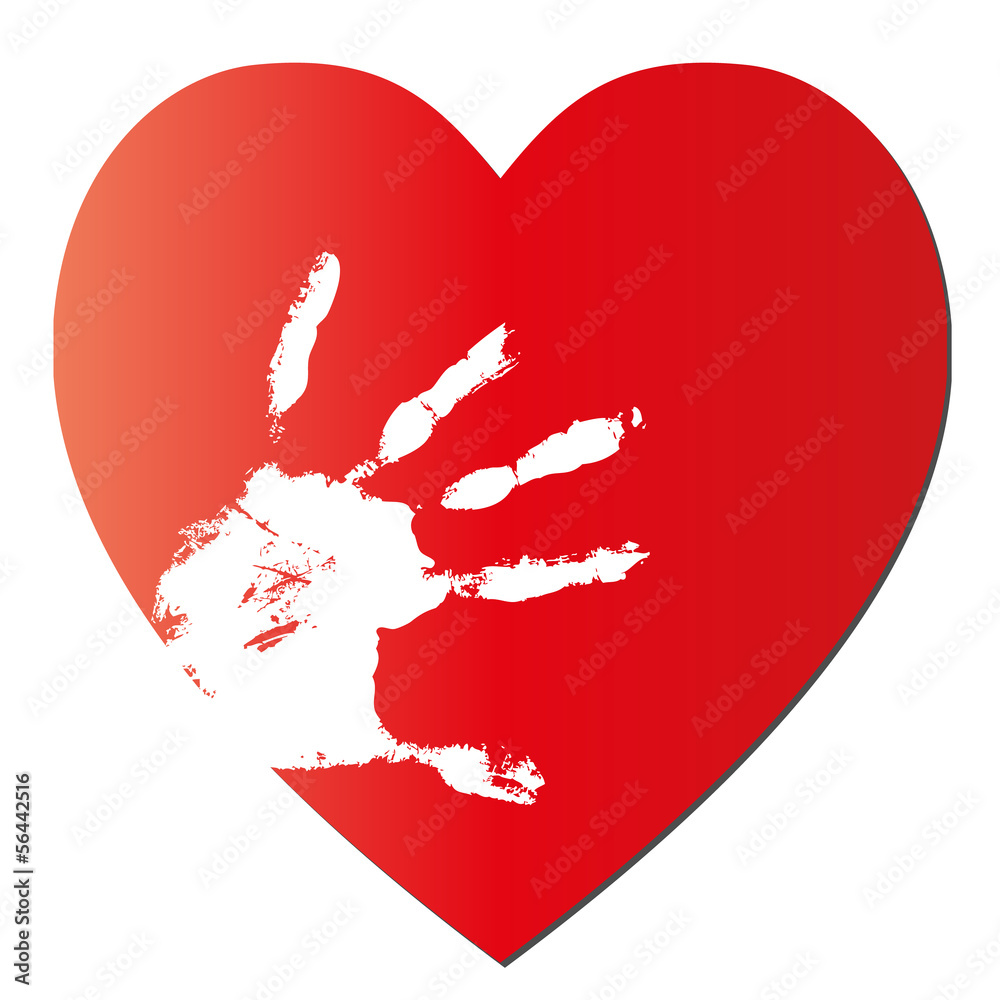 Mother and child hands over a red heart Mother and child hands over a red heart