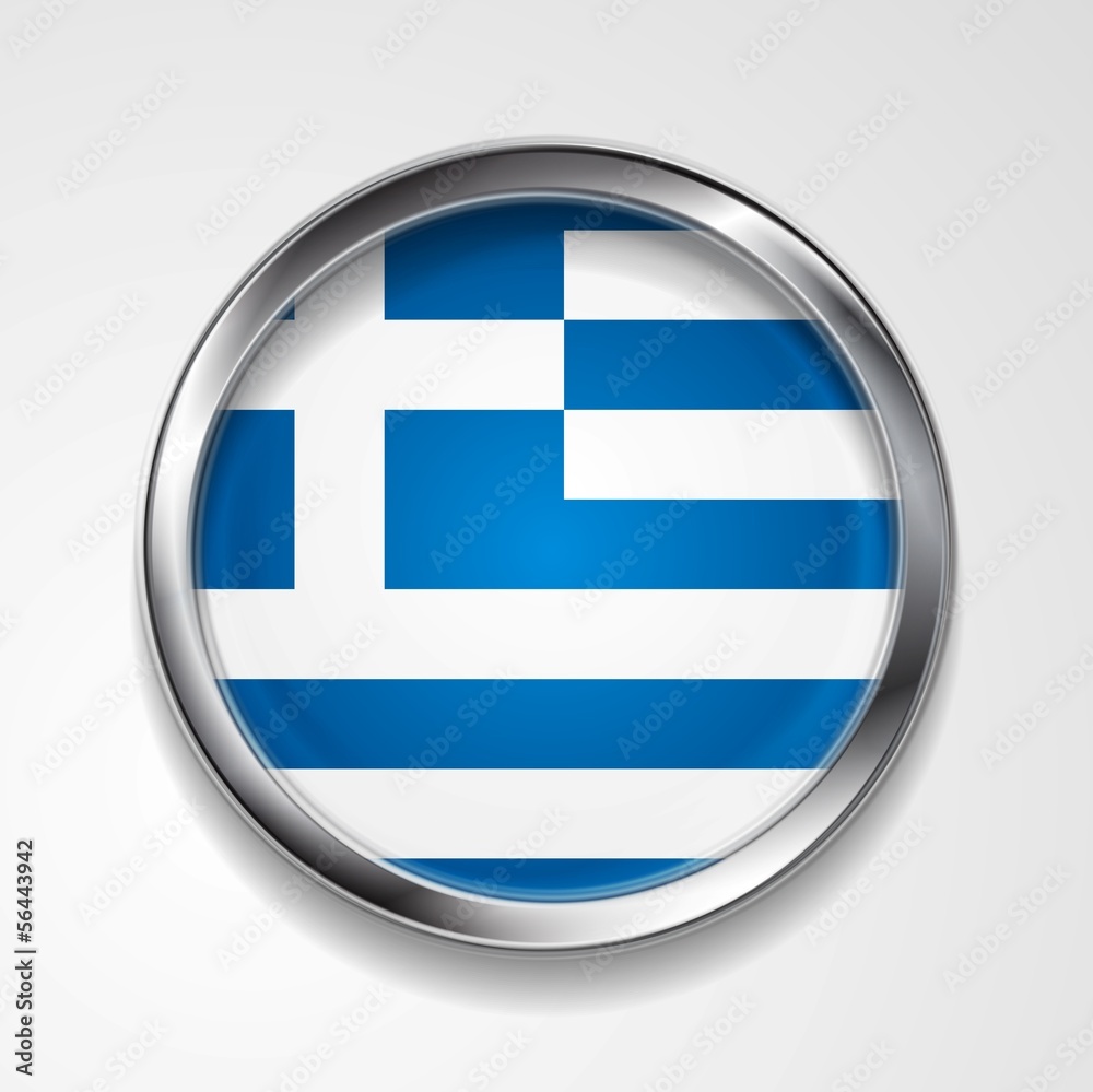 Vector button with stylish metallic frame. Greek flag Vector button with stylish metallic frame. Greek flag