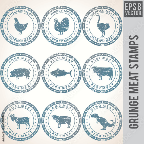 Grunge Meat Stamp Labels.
