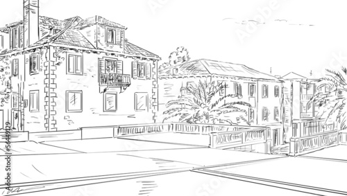 Croatia town street - illustration