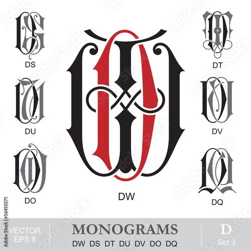 Vintage Monograms DW DS DT DU DV DO DQ