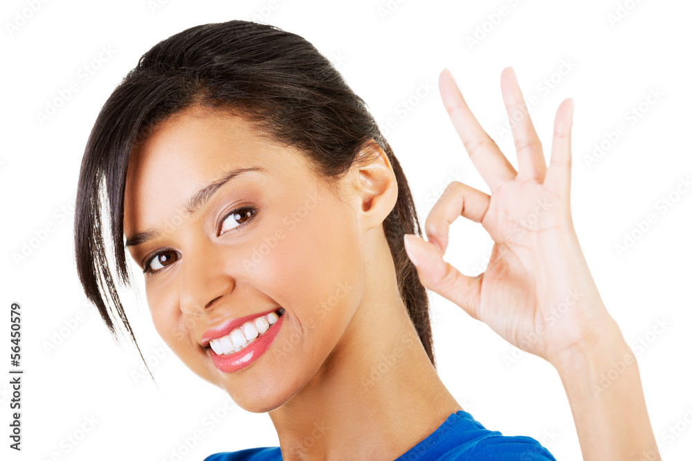 Happy student girl gesturing perfect, isolated on white Happy student girl gesturing perfect, isolated on white