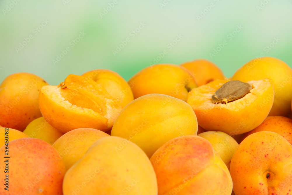 Fresh natural apricot on bright background