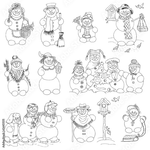 Snowman Christmas Set - for design and scrapbook - in vector