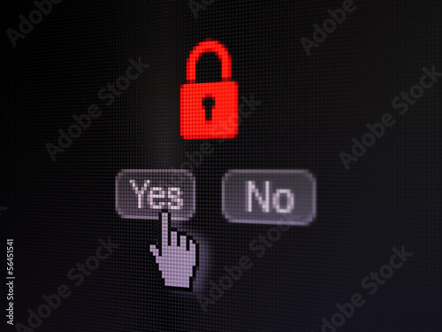 Privacy concept: Closed Padlock on digital computer screen