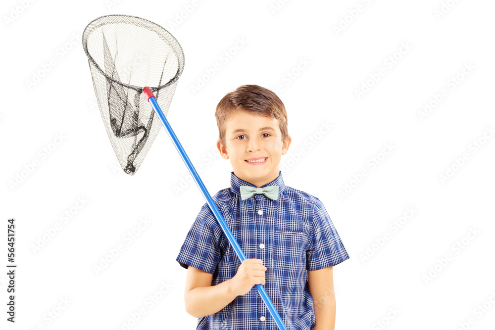Kid holding a butterfly net Kid holding a butterfly net