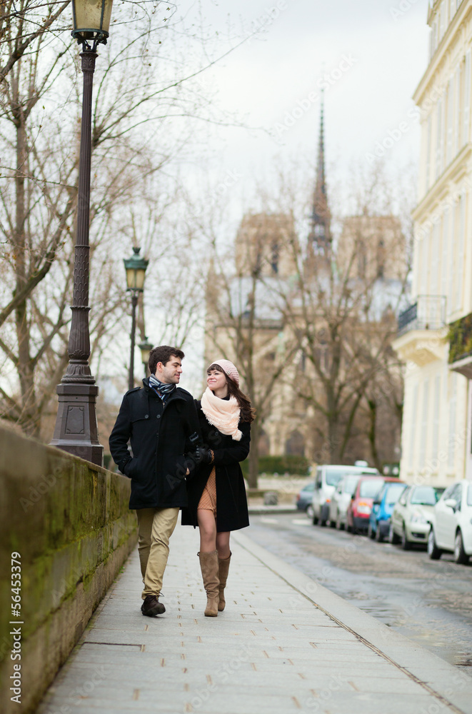 Couple walking in Paris