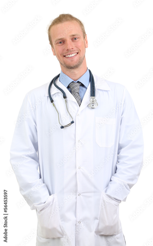 Portrait of doctor isolated on white
