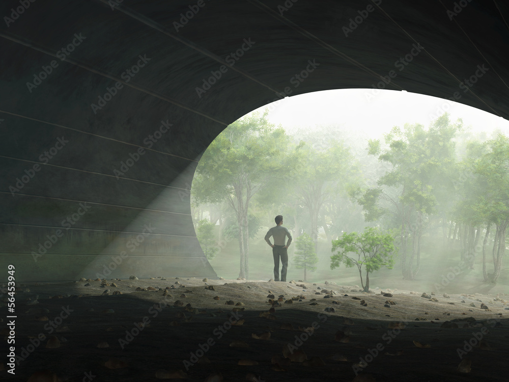 Fototapeta człowiek na końcu tunelu