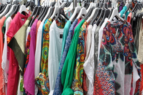 Colorful dresses for sale at a street market