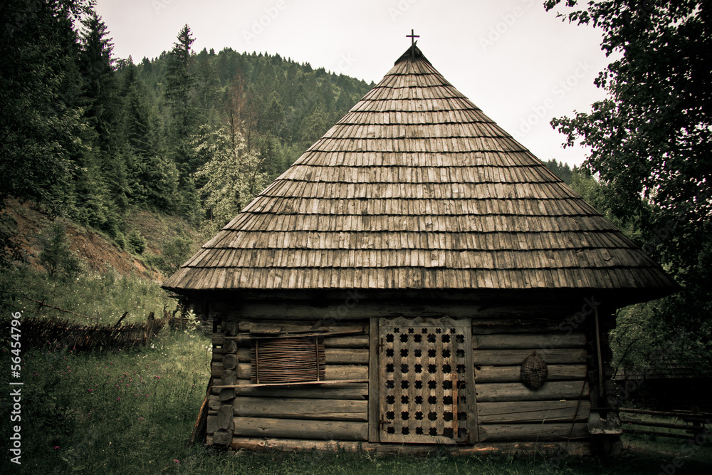 Old wooden house in the Ukrainian Carpathians Old wooden house in the Ukrainian Carpathians