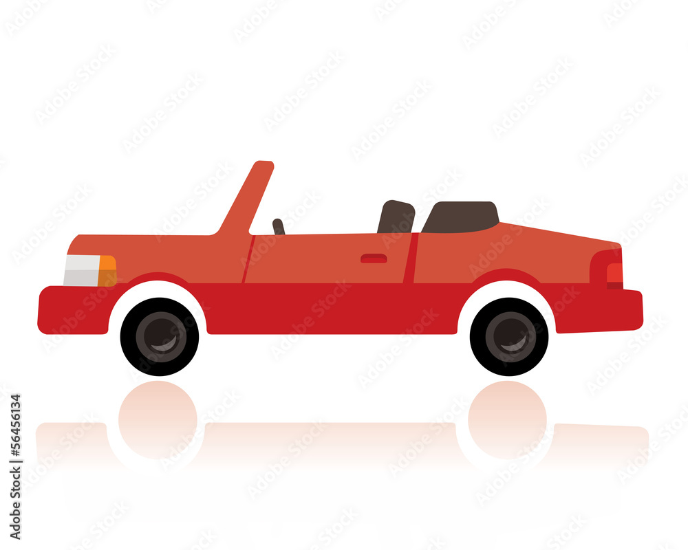 red convertible car, funny cartoon style red convertible car, funny cartoon style