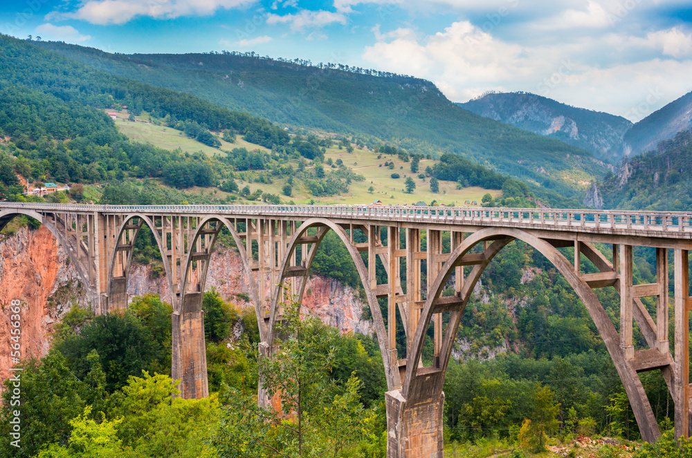 Bridge Durdevica and view Tara river gorge Bridge Durdevica and view Tara river gorge