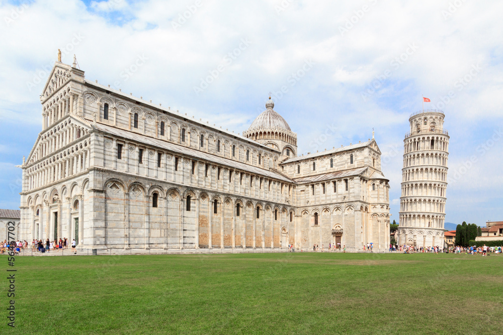 Piazza dei Miracoli in Pisa including the leaning tower.