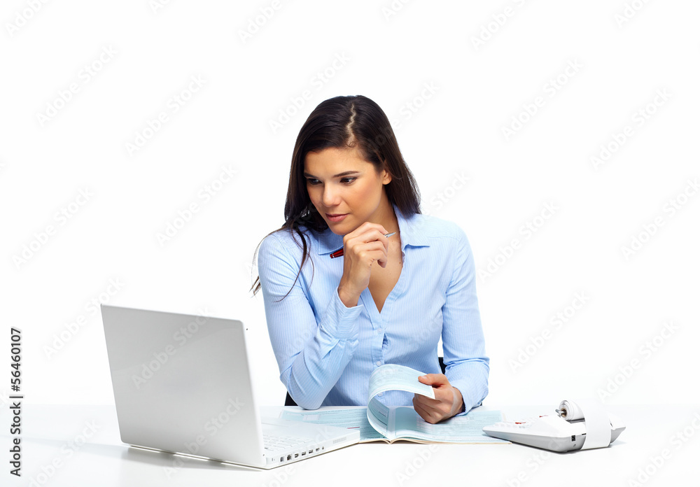 Business Woman working with laptop. Business Woman working with laptop.